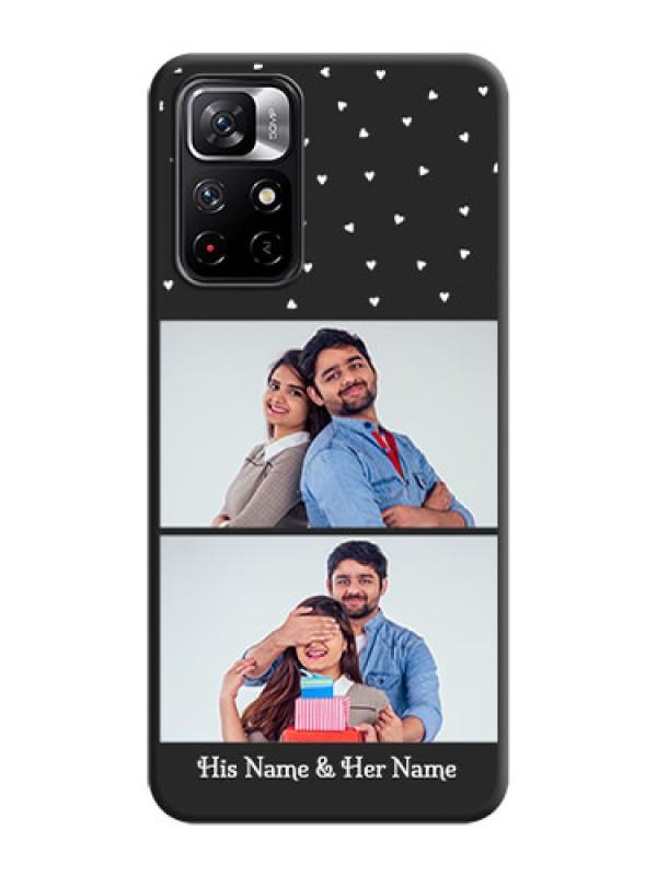 Custom Miniature Love Symbols with Name on Space Black Custom Soft Matte Back Cover - Redmi Note 11T 5G
