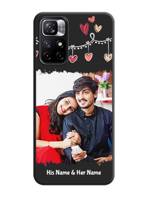 Custom Pink Love Hangings with Name on Space Black Custom Soft Matte Phone Cases - Redmi Note 11T 5G