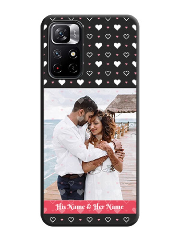 Custom White Color Love Symbols with Text Design on Photo on Space Black Soft Matte Phone Cover - Redmi Note 11T 5G