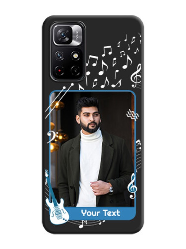 Custom Musical Theme Design with Text on Photo on Space Black Soft Matte Mobile Case - Redmi Note 11T 5G