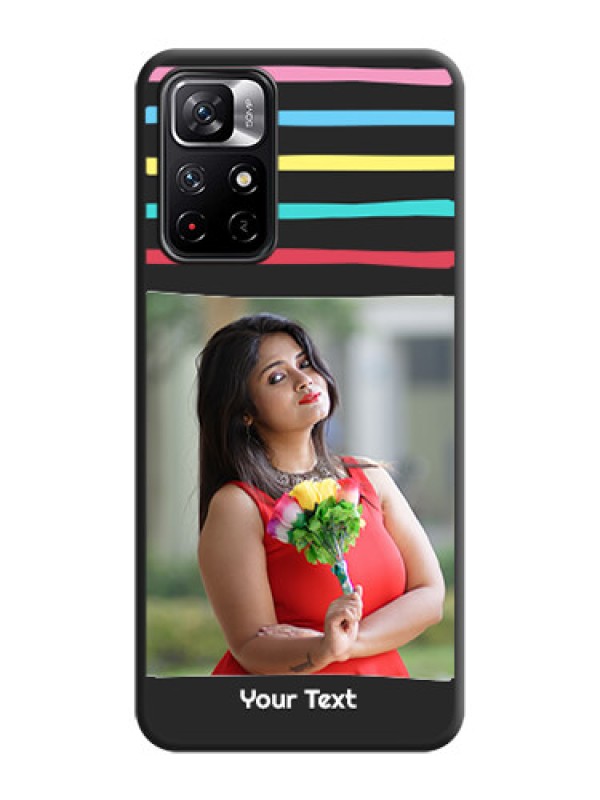 Custom Multicolor Lines with Image on Space Black Personalized Soft Matte Phone Covers - Redmi Note 11T 5G