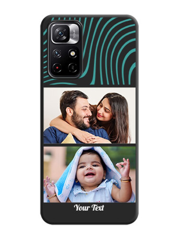 Custom Wave Pattern with 2 Image Holder on Space Black Personalized Soft Matte Phone Covers - Redmi Note 11T 5G