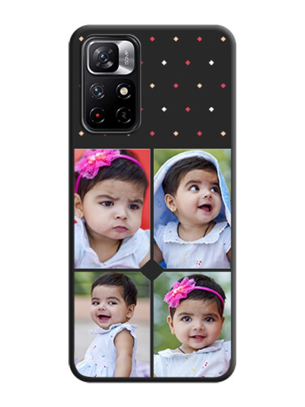Custom Multicolor Dotted Pattern with 4 Image Holder on Space Black Custom Soft Matte Phone Cases - Redmi Note 11T 5G