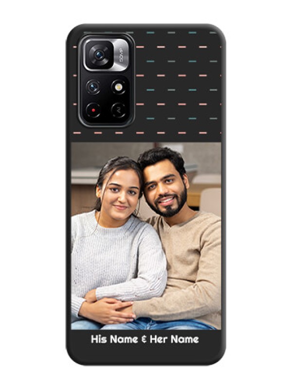 Custom Line Pattern Design with Text on Space Black Custom Soft Matte Phone Back Cover - Redmi Note 11T 5G