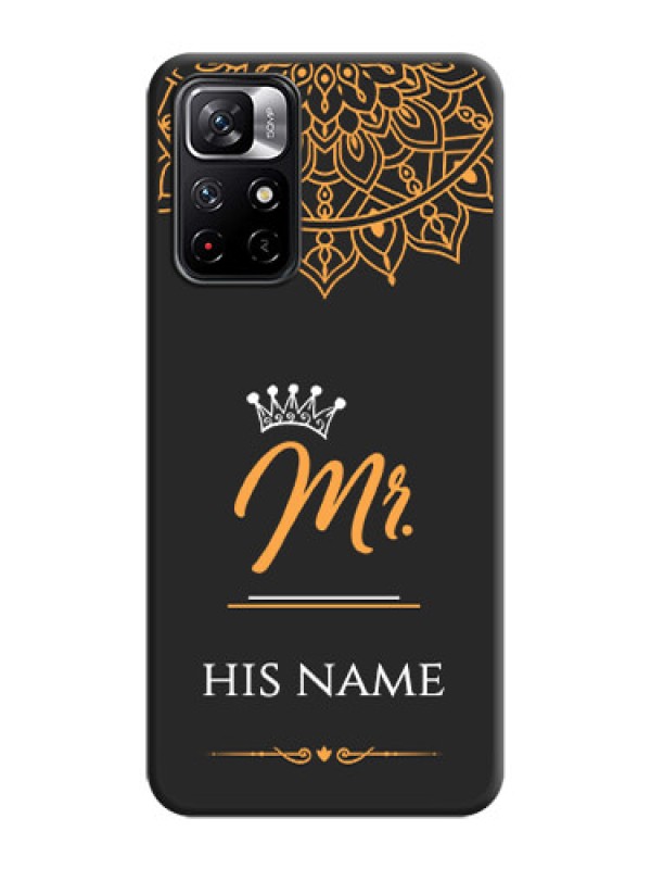 Custom Mr Name with Floral Design on Personalised Space Black Soft Matte Cases - Redmi Note 11T 5G