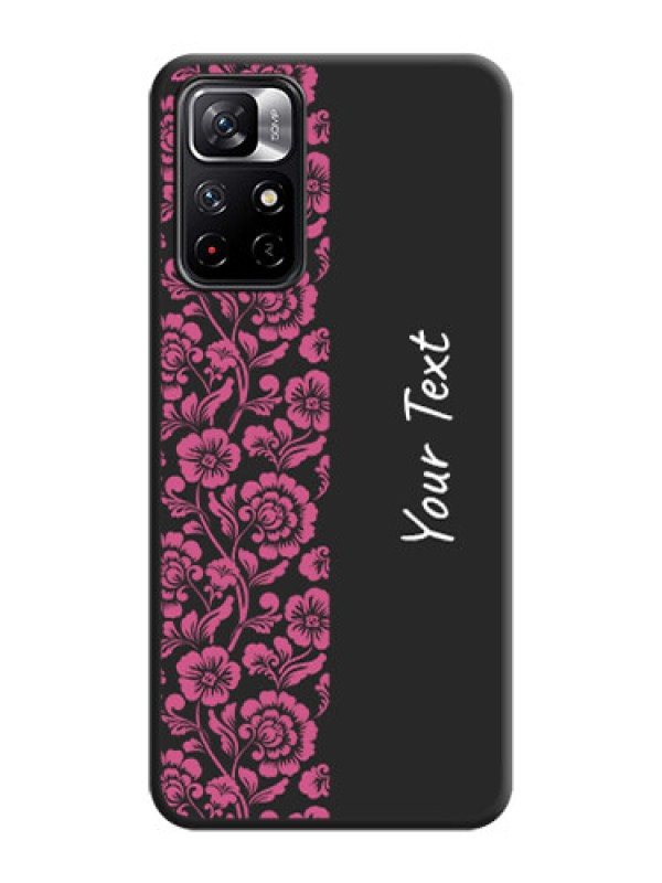 Custom Pink Floral Pattern Design With Custom Text On Space Black Personalized Soft Matte Phone Covers -Xiaomi Redmi Note 11T 5G