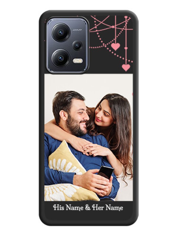 Custom Pink Love Hangings with Text on Space Black Custom Soft Matte Back Cover - Xiaomi Redmi Note 12 5G