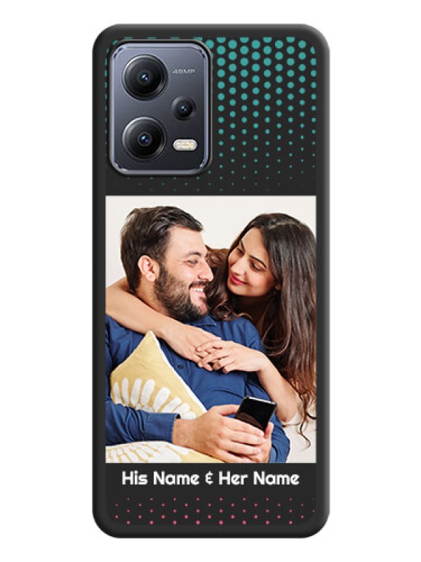 Custom Faded Dots with Grunge Photo Frame and Text on Space Black Custom Soft Matte Phone Cases - Xiaomi Redmi Note 12 5G