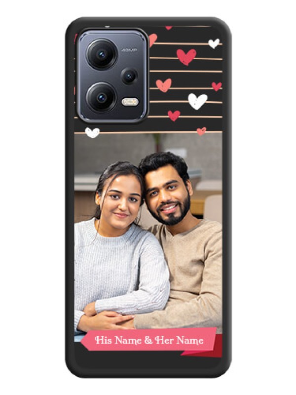 Custom Love Pattern with Name on Pink Ribbon  on Photo on Space Black Soft Matte Back Cover - Xiaomi Redmi Note 12 Pro Plus 5G