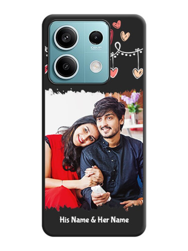 Custom Pink Love Hangings with Name on Space Black Custom Soft Matte Phone Cases - Redmi Note 13 5G
