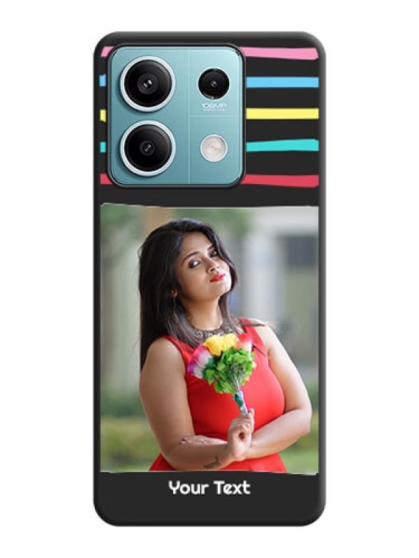 Custom Multicolor Lines with Image on Space Black Personalized Soft Matte Phone Covers - Redmi Note 13 5G