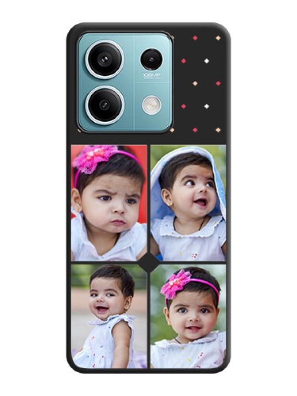 Custom Multicolor Dotted Pattern with 4 Image Holder on Space Black Custom Soft Matte Phone Cases - Redmi Note 13 5G