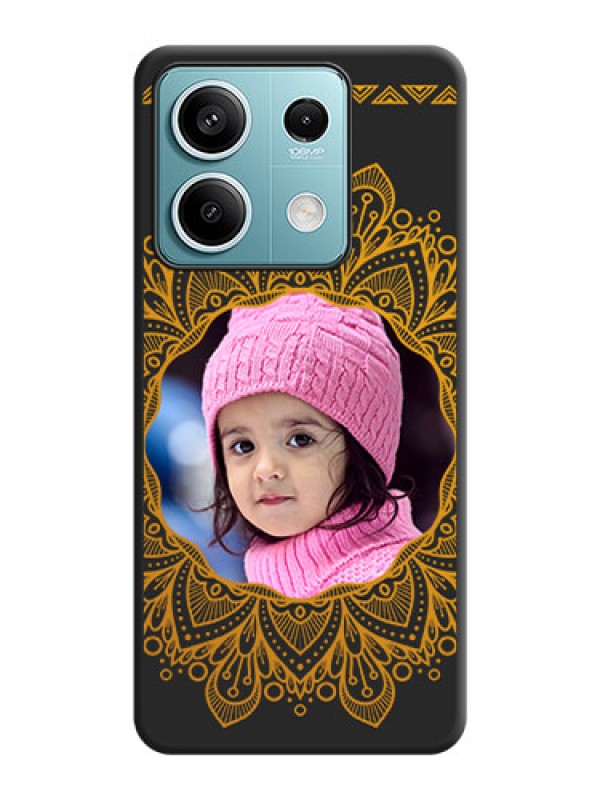 Custom Round Image with Floral Design - Photo on Space Black Soft Matte Mobile Cover - Redmi Note 13 5G