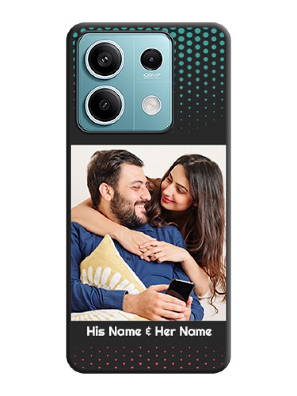 Custom Faded Dots with Grunge Photo Frame and Text on Space Black Custom Soft Matte Phone Cases - Redmi Note 13 5G