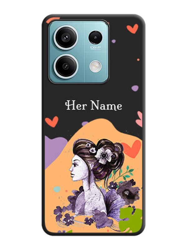 Custom Namecase For Her With Fancy Lady Image On Space Black Personalized Soft Matte Phone Covers - Redmi Note 13 5G