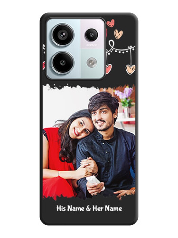 Custom Pink Love Hangings with Name on Space Black Custom Soft Matte Phone Cases - Redmi Note 13 Pro 5G