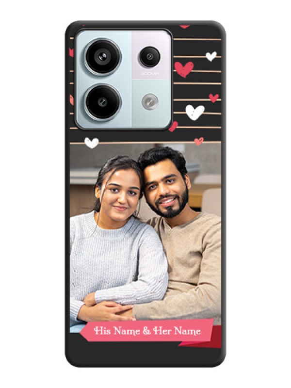 Custom Love Pattern with Name on Pink Ribbon - Photo on Space Black Soft Matte Back Cover - Redmi Note 13 Pro 5G