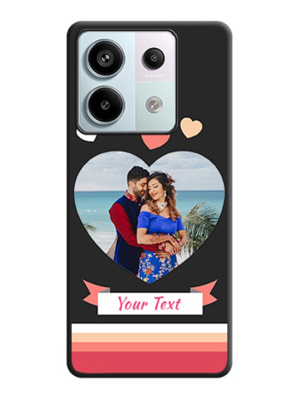 Custom Love Shaped Photo with Colorful Stripes on Personalised Space Black Soft Matte Cases - Redmi Note 13 Pro 5G