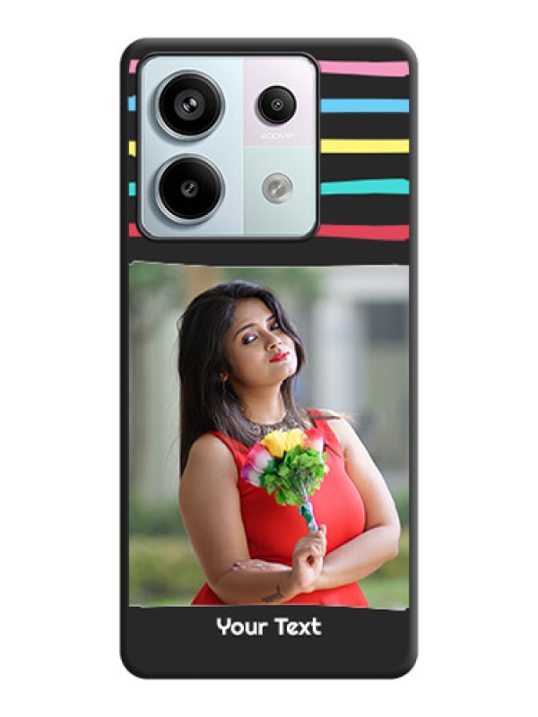 Custom Multicolor Lines with Image on Space Black Personalized Soft Matte Phone Covers - Redmi Note 13 Pro 5G
