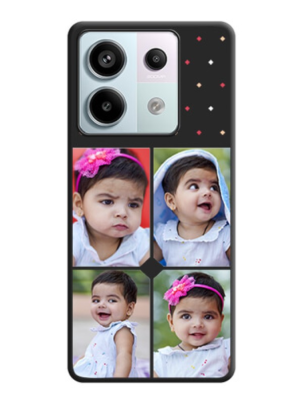 Custom Multicolor Dotted Pattern with 4 Image Holder on Space Black Custom Soft Matte Phone Cases - Redmi Note 13 Pro 5G
