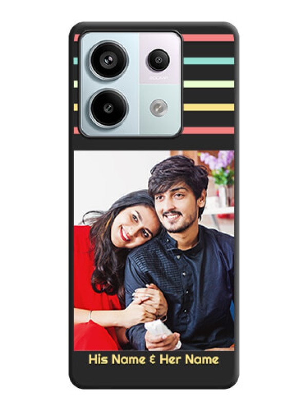 Custom Color Stripes with Photo and Text - Photo on Space Black Soft Matte Mobile Case - Redmi Note 13 Pro 5G
