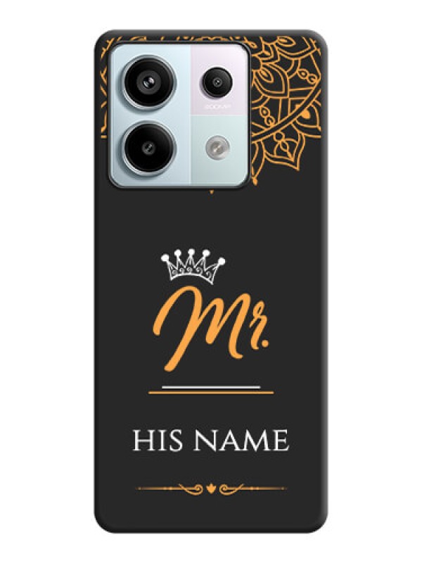 Custom Mr Name with Floral Design on Personalised Space Black Soft Matte Cases - Redmi Note 13 Pro 5G