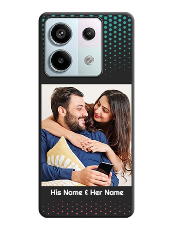 Custom Faded Dots with Grunge Photo Frame and Text on Space Black Custom Soft Matte Phone Cases - Redmi Note 13 Pro 5G
