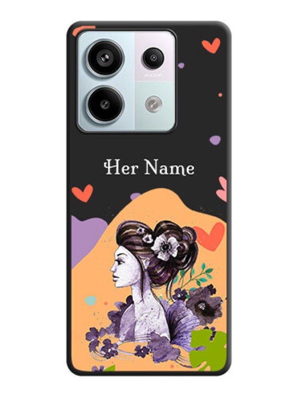 Custom Namecase For Her With Fancy Lady Image On Space Black Personalized Soft Matte Phone Covers - Redmi Note 13 Pro 5G