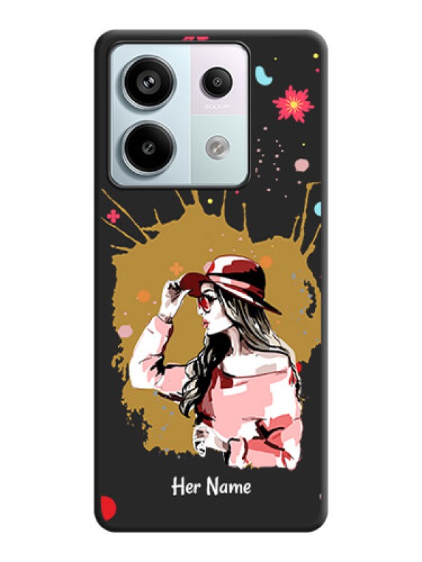 Custom Mordern Lady With Color Splash Background With Custom Text On Space Black Personalized Soft Matte Phone Covers - Redmi Note 13 Pro 5G