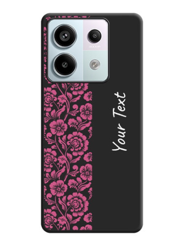 Custom Pink Floral Pattern Design With Custom Text On Space Black Personalized Soft Matte Phone Covers - Redmi Note 13 Pro 5G