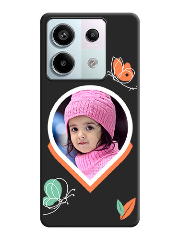 Custom Upload Pic With Simple Butterly Design On Space Black Personalized Soft Matte Phone Covers - Redmi Note 13 Pro 5G