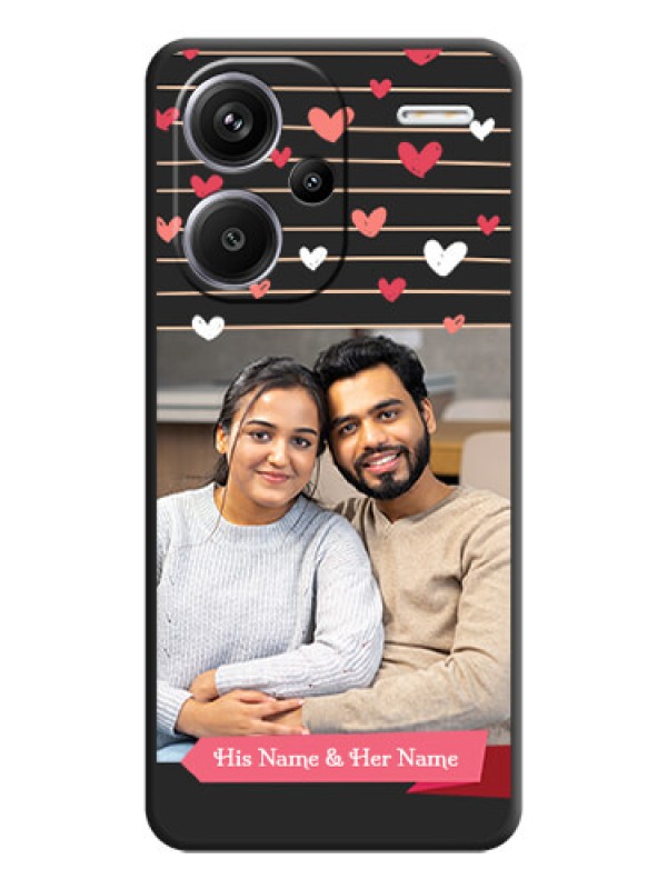 Custom Love Pattern with Name on Pink Ribbon  on Photo On Space Black Custom Soft Matte Mobile Back Cover - Redmi Note 13 Pro Plus 5G