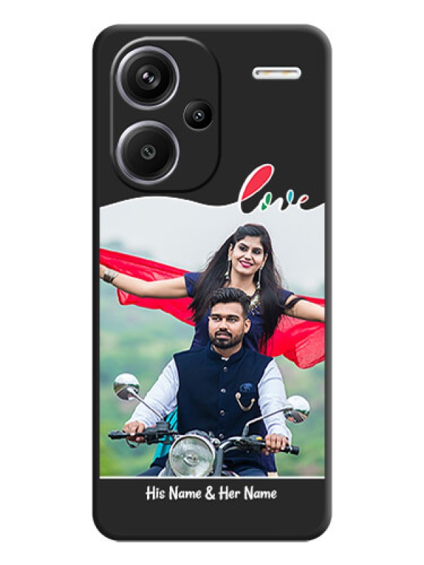 Custom Fall in Love Pattern with Picture on Photo On Space Black Custom Soft Matte Mobile Back Cover - Redmi Note 13 Pro Plus 5G
