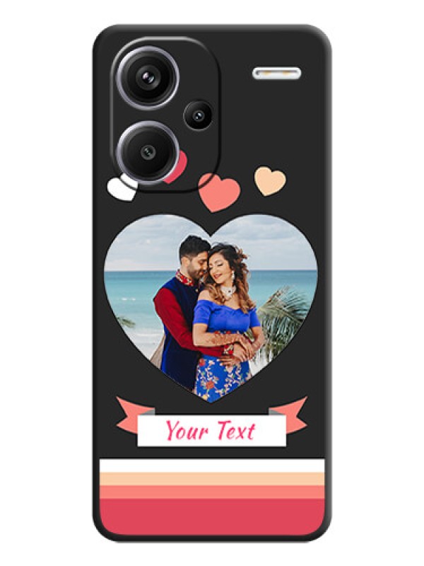 Custom Love Shaped Photo with Colorful Stripes On Space Black Custom Soft Matte Mobile Back Cover - Redmi Note 13 Pro Plus 5G
