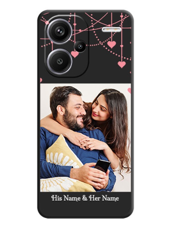 Custom Pink Love Hangings with Text On Space Black Custom Soft Matte Mobile Back Cover - Redmi Note 13 Pro Plus 5G