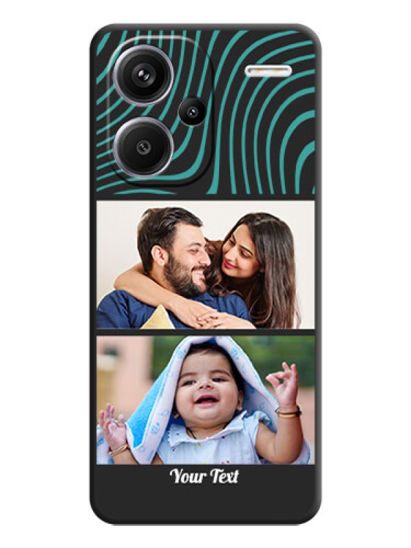 Custom Wave Pattern with 2 Image Holder On Space Black Custom Soft Matte Mobile Back Cover - Redmi Note 13 Pro Plus 5G