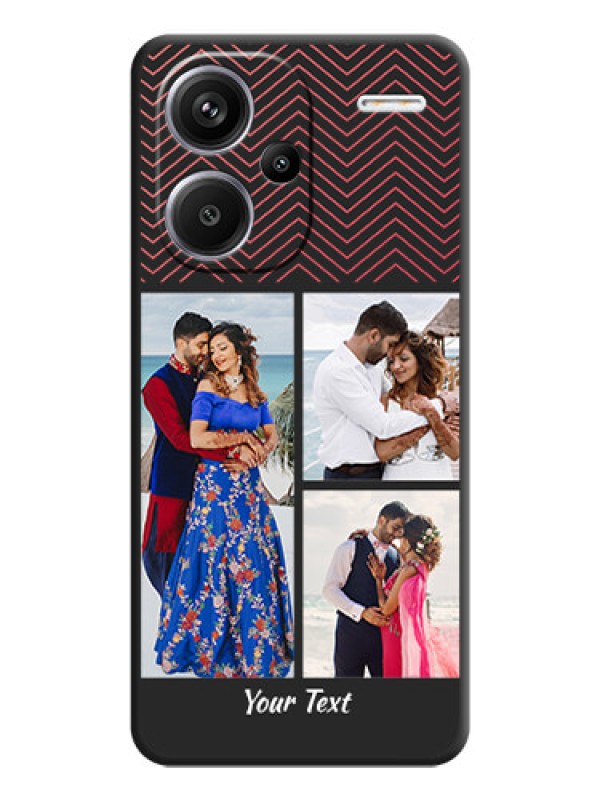 Custom Wave Pattern with 3 Image Holder On Space Black Custom Soft Matte Mobile Back Cover - Redmi Note 13 Pro Plus 5G