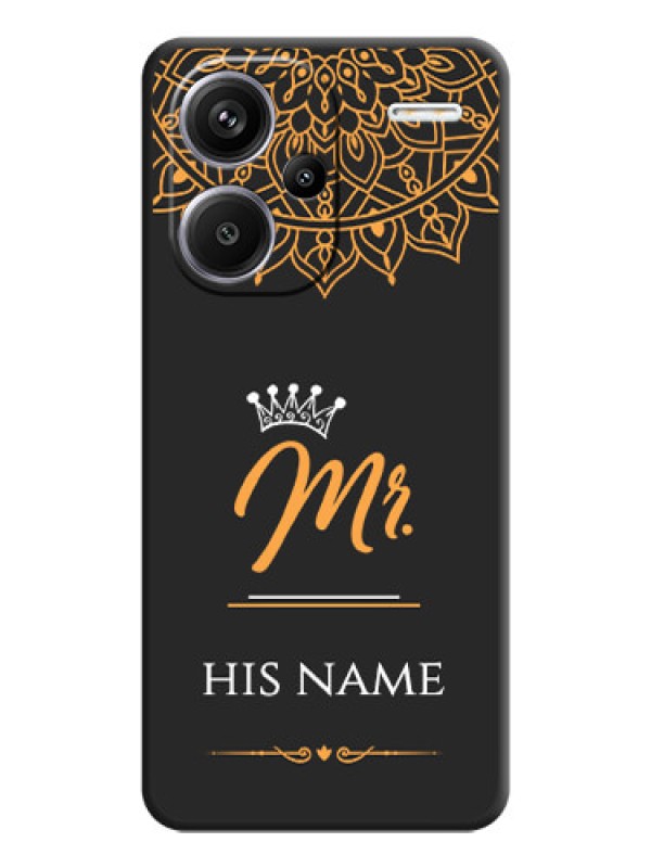 Custom Mr Name with Floral Design On Space Black Custom Soft Matte Mobile Back Cover - Redmi Note 13 Pro Plus 5G