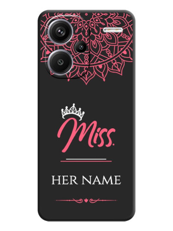 Custom Mrs Name with Floral Design On Space Black Custom Soft Matte Mobile Back Cover - Redmi Note 13 Pro Plus 5G