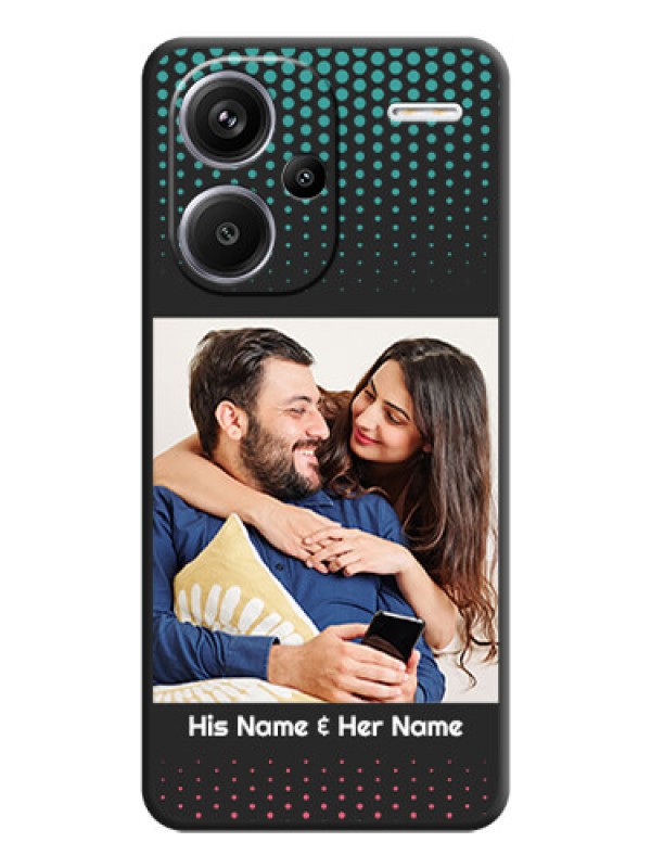 Custom Faded Dots with Grunge Photo Frame and Text On Space Black Custom Soft Matte Mobile Back Cover - Redmi Note 13 Pro Plus 5G