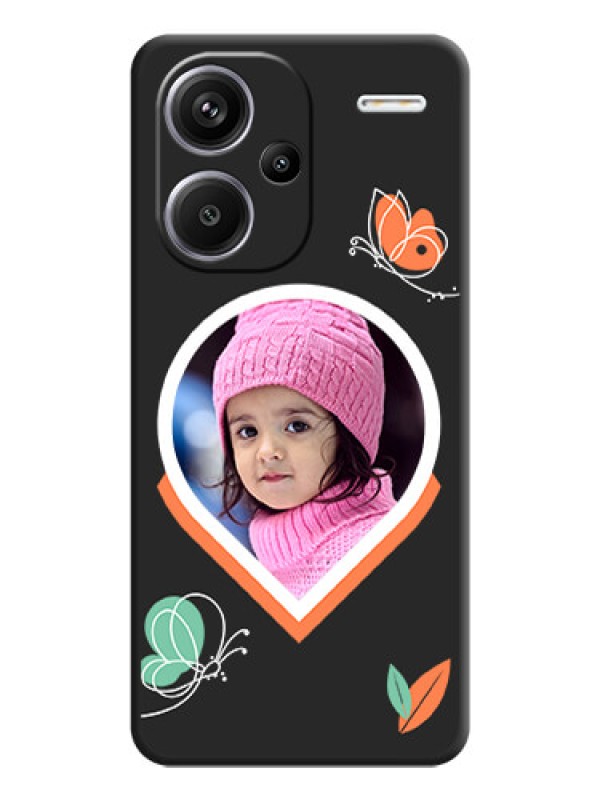 Custom Upload Pic With Simple Butterly Design On Space Black Custom Soft Matte Mobile Back Cover - Redmi Note 13 Pro Plus 5G