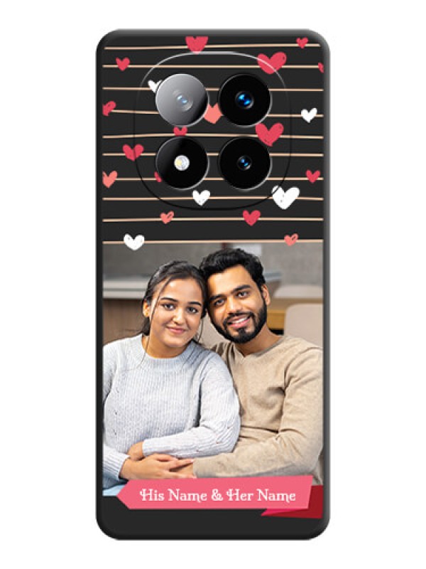 Custom Love Pattern with Name on Pink Ribbon on Photo On Space Black Custom Soft Matte Mobile Back Cover - Redmi Note 14 Pro Plus 5G