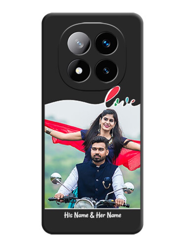 Custom Fall in Love Pattern with Picture on Photo On Space Black Custom Soft Matte Mobile Back Cover - Redmi Note 14 Pro Plus 5G