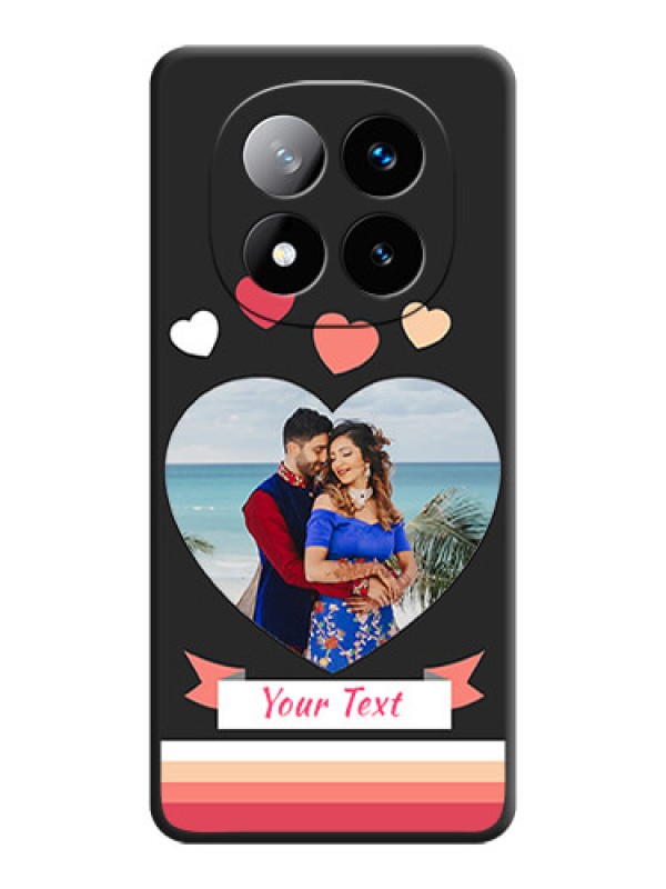 Custom Love Shaped Photo with Colorful Stripes On Space Black Custom Soft Matte Mobile Back Cover - Redmi Note 14 Pro Plus 5G
