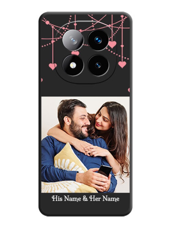Custom Pink Love Hangings with Text On Space Black Custom Soft Matte Mobile Back Cover - Redmi Note 14 Pro Plus 5G