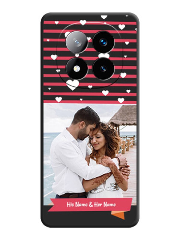 Custom White Color Love Symbols with Pink Lines Pattern On Space Black Custom Soft Matte Mobile Back Cover - Redmi Note 14 Pro Plus 5G