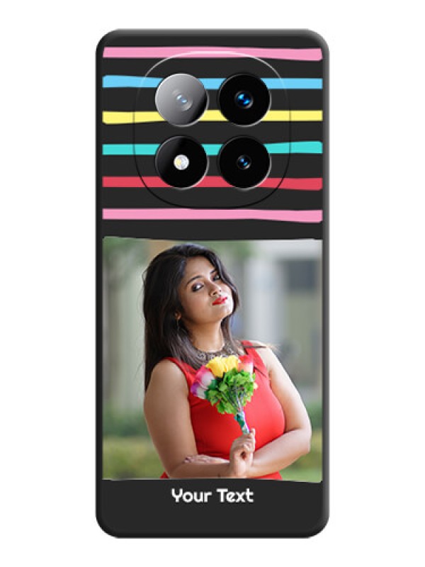 Custom Multicolor Lines with Image On Space Black Custom Soft Matte Mobile Back Cover - Redmi Note 14 Pro Plus 5G