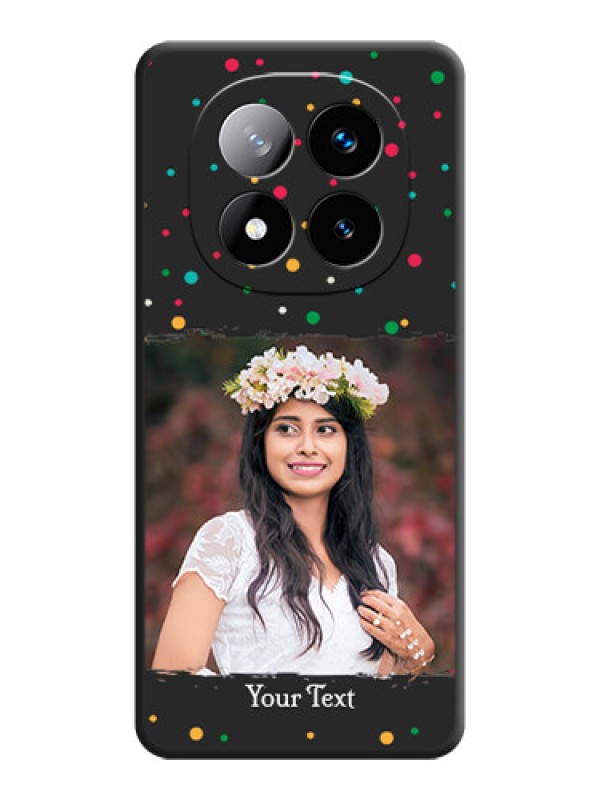 Custom Multicolor Dotted Pattern with Text On Space Black Custom Soft Matte Mobile Back Cover - Redmi Note 14 Pro Plus 5G