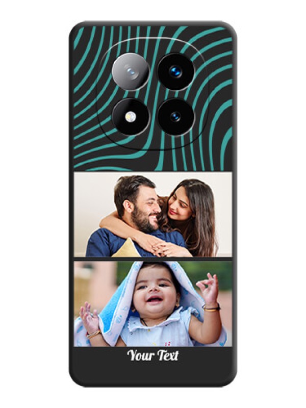 Custom Wave Pattern with 2 Image Holder On Space Black Custom Soft Matte Mobile Back Cover - Redmi Note 14 Pro Plus 5G