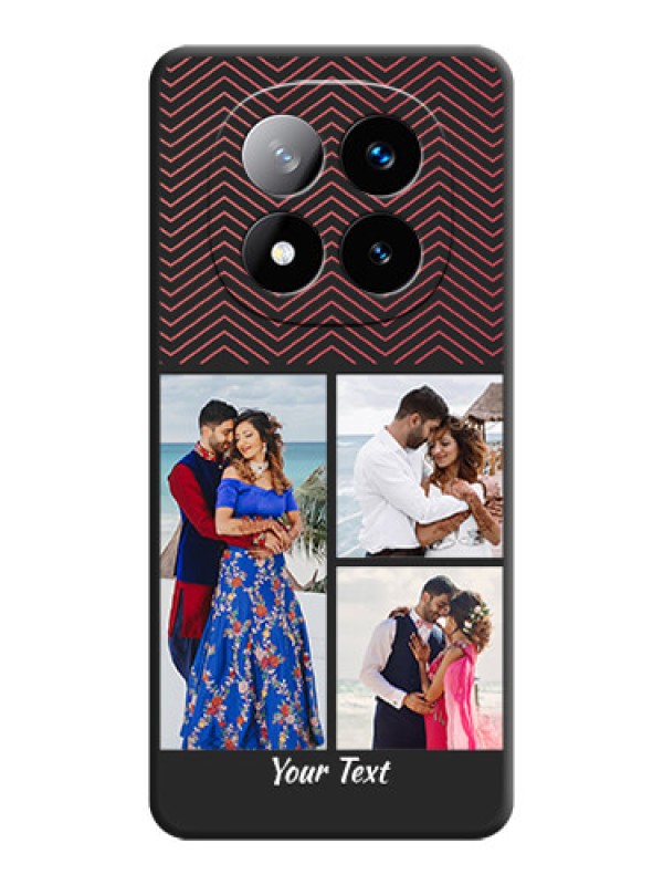 Custom Wave Pattern with 3 Image Holder On Space Black Custom Soft Matte Mobile Back Cover - Redmi Note 14 Pro Plus 5G